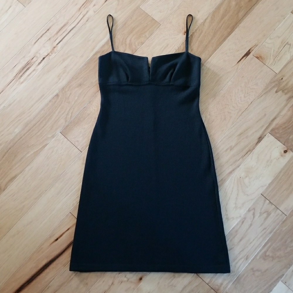St. John Black Spaghetti Strap Midi Dress
